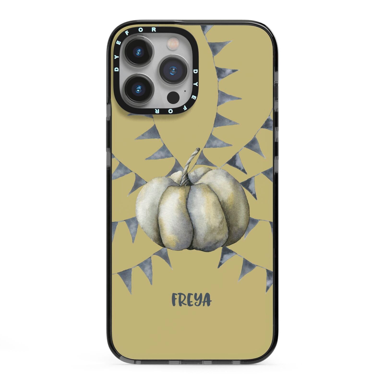 Pumpkin Part Halloween iPhone 13 Pro Max Black Impact Case on Silver phone