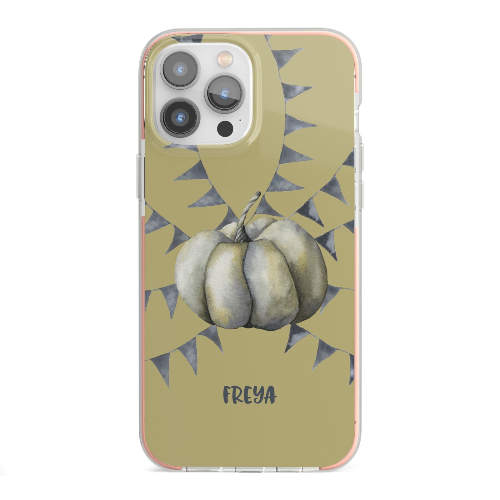 Pumpkin Part Halloween iPhone 13 Pro Max TPU Impact Case with Pink Edges