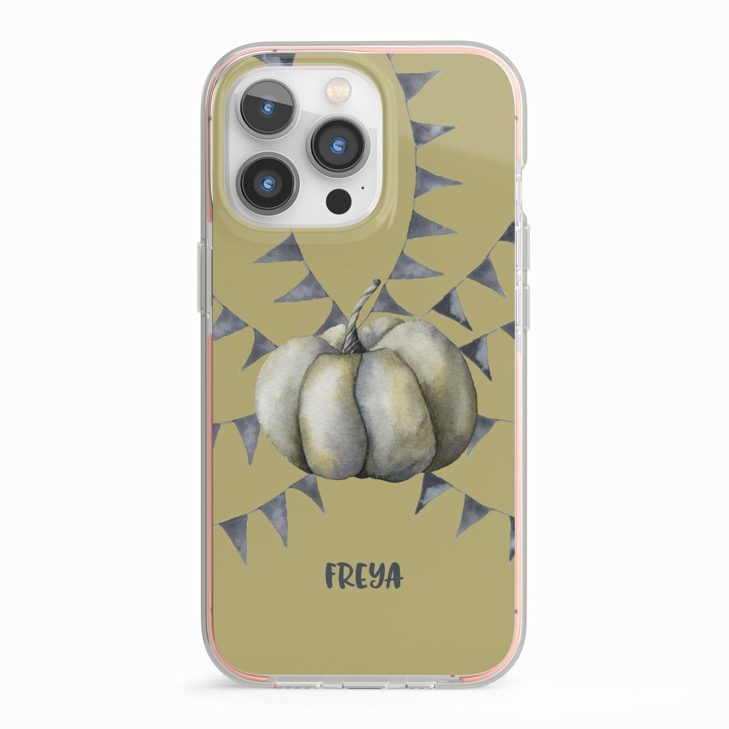 Pumpkin Part Halloween iPhone 13 Pro TPU Impact Case with Pink Edges