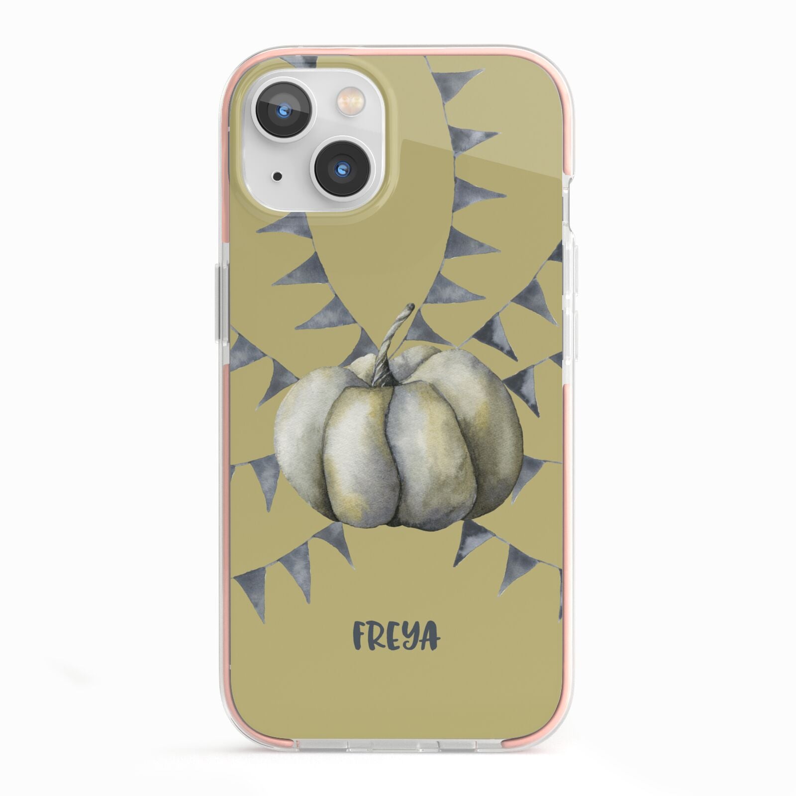 Pumpkin Part Halloween iPhone 13 TPU Impact Case with Pink Edges