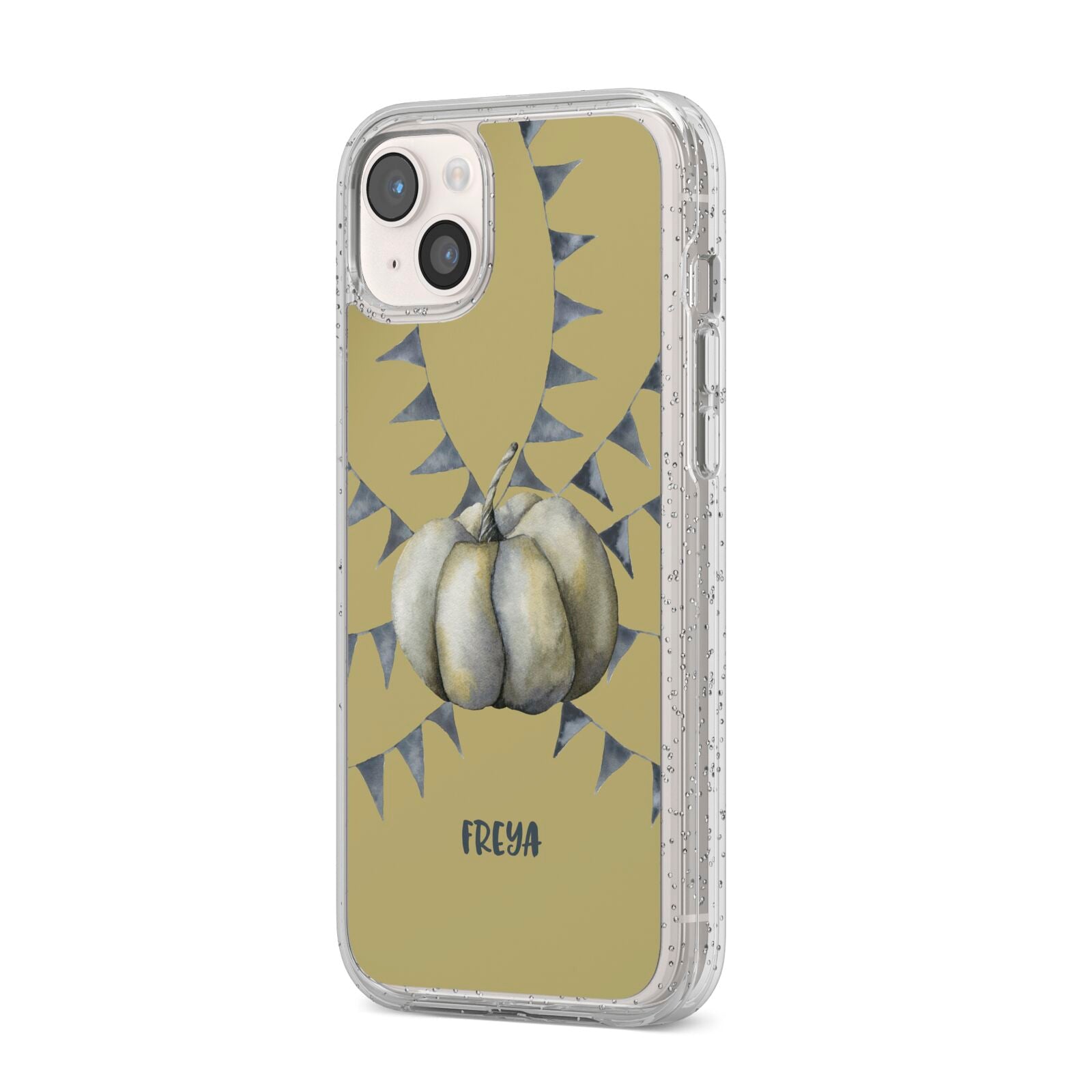 Pumpkin Part Halloween iPhone 14 Plus Glitter Tough Case Starlight Angled Image