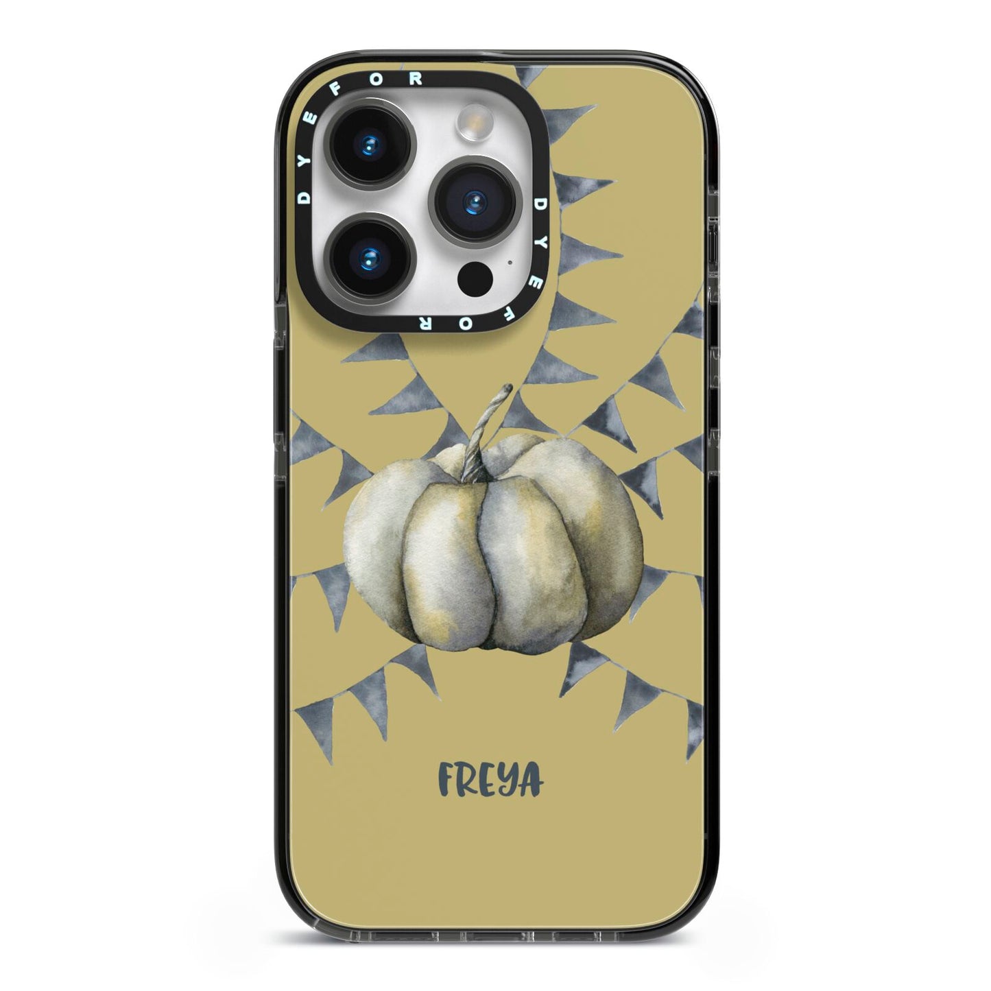 Pumpkin Part Halloween iPhone 14 Pro Black Impact Case on Silver phone