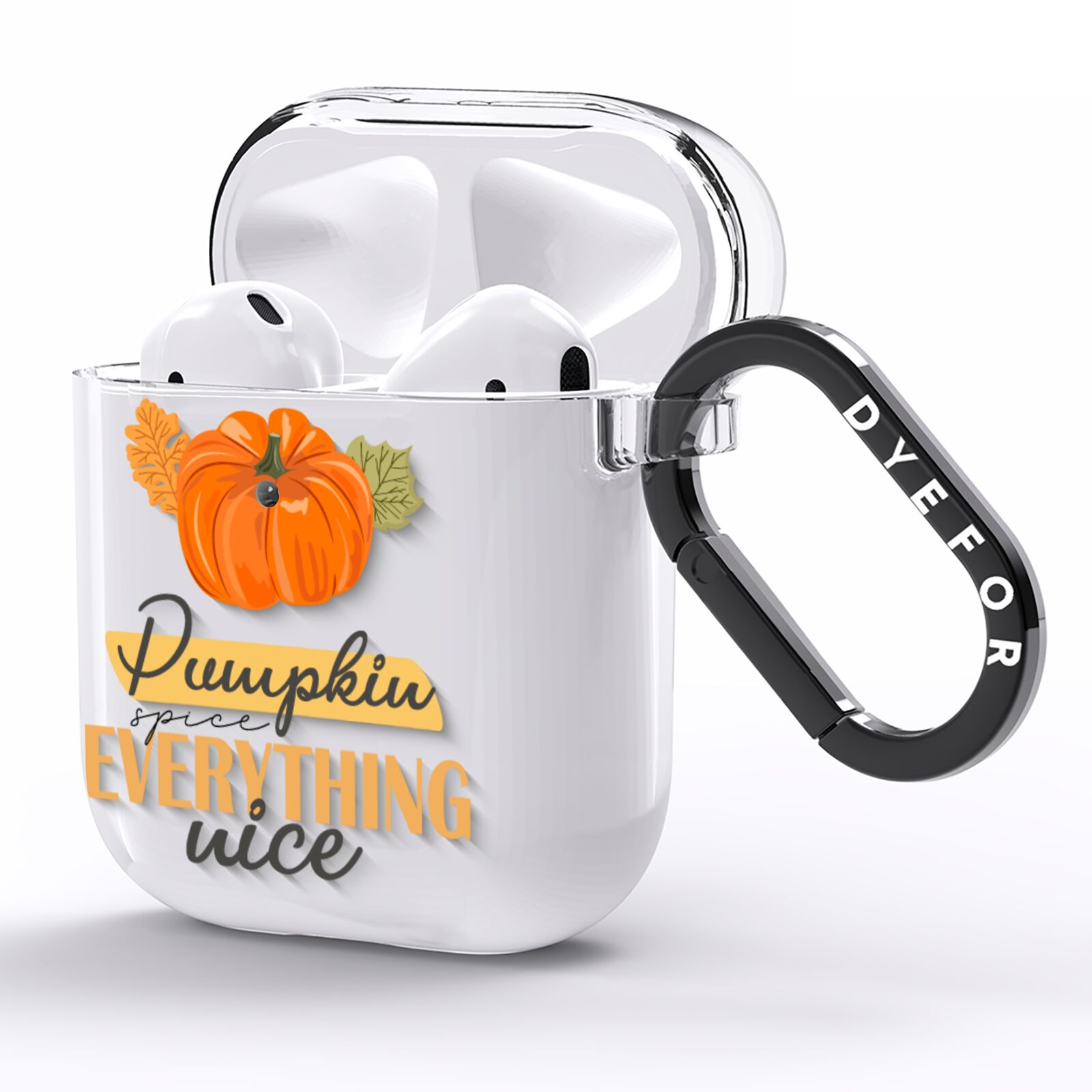 Pumpkin Spice with Caption AirPods Clear Case Side Image