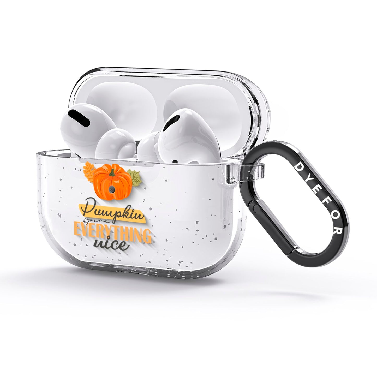 Pumpkin Spice with Caption AirPods Glitter Case 3rd Gen Side Image