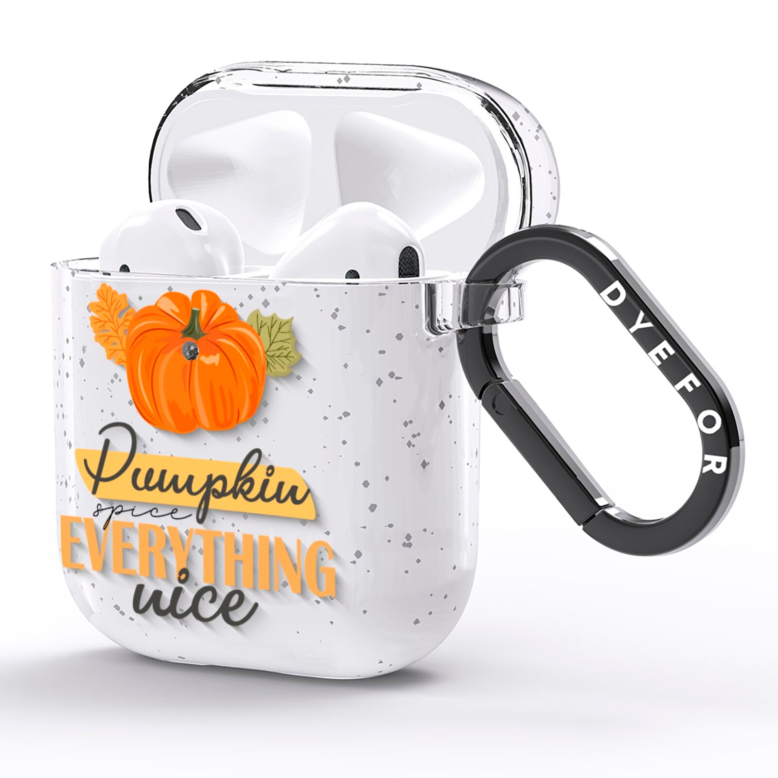 Pumpkin Spice with Caption AirPods Glitter Case Side Image