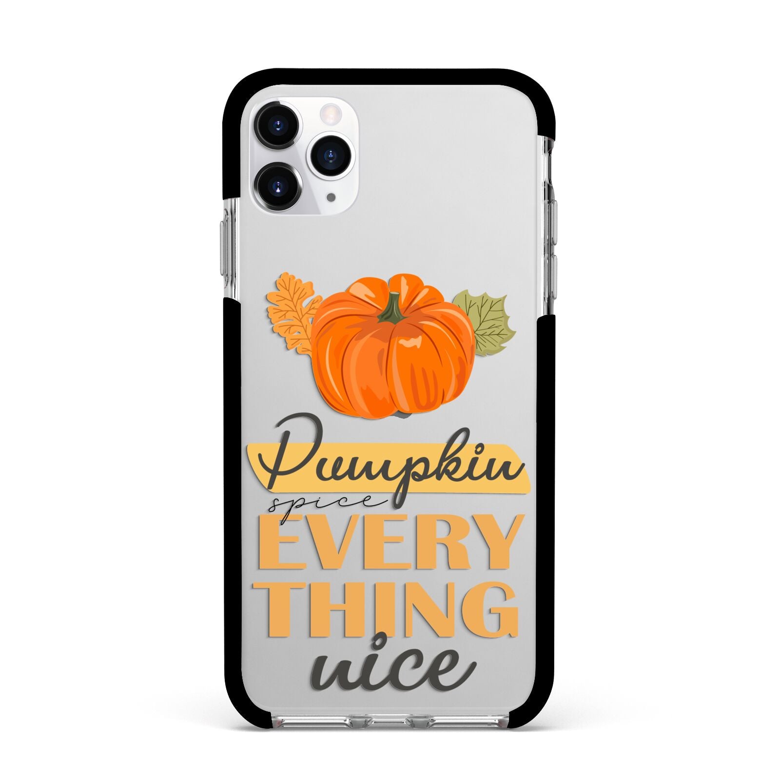 Pumpkin Spice with Caption Apple iPhone 11 Pro Max in Silver with Black Impact Case