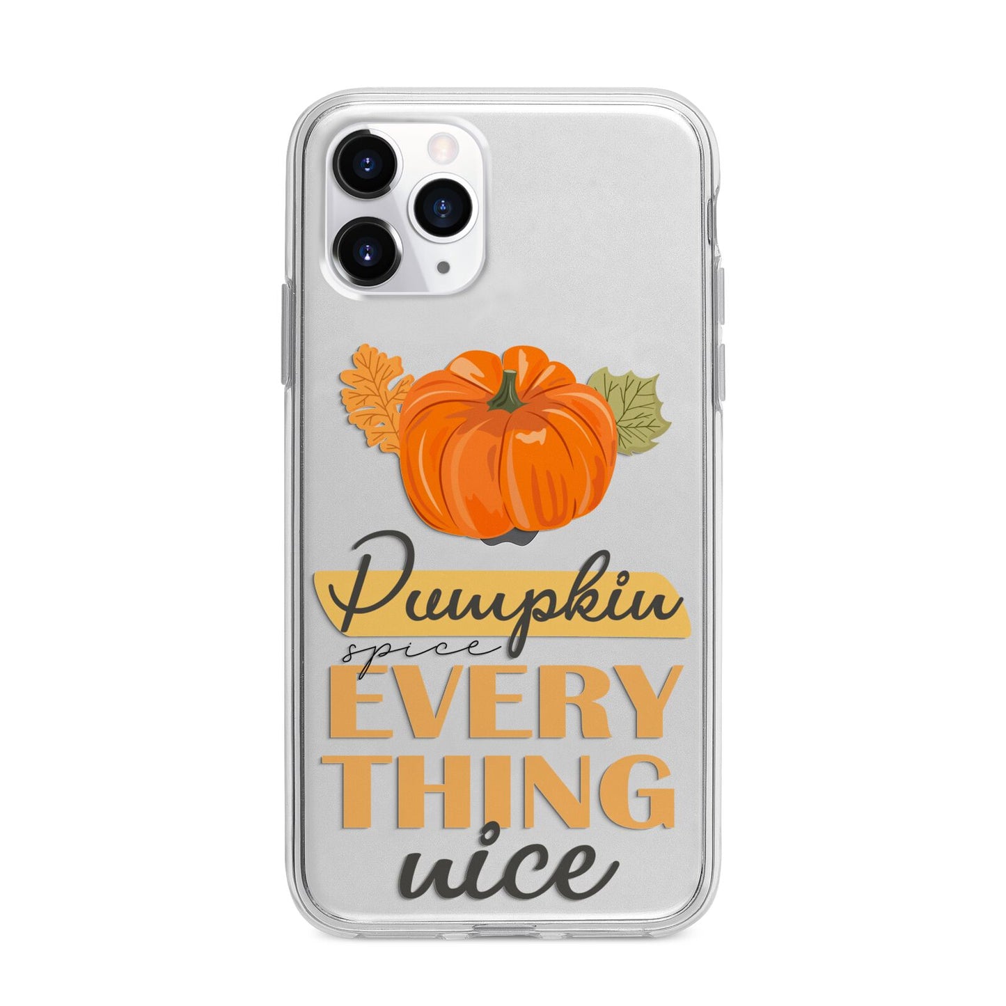 Pumpkin Spice with Caption Apple iPhone 11 Pro Max in Silver with Bumper Case