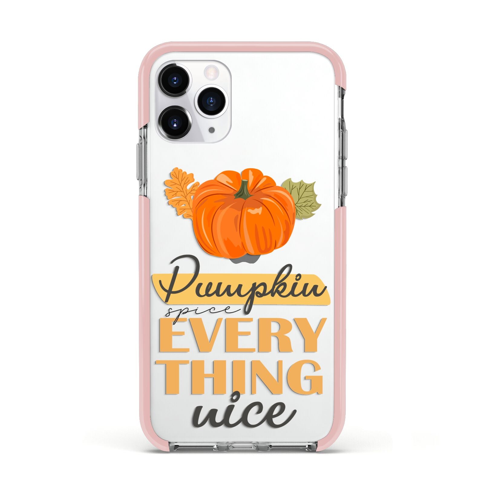 Pumpkin Spice with Caption Apple iPhone 11 Pro in Silver with Pink Impact Case