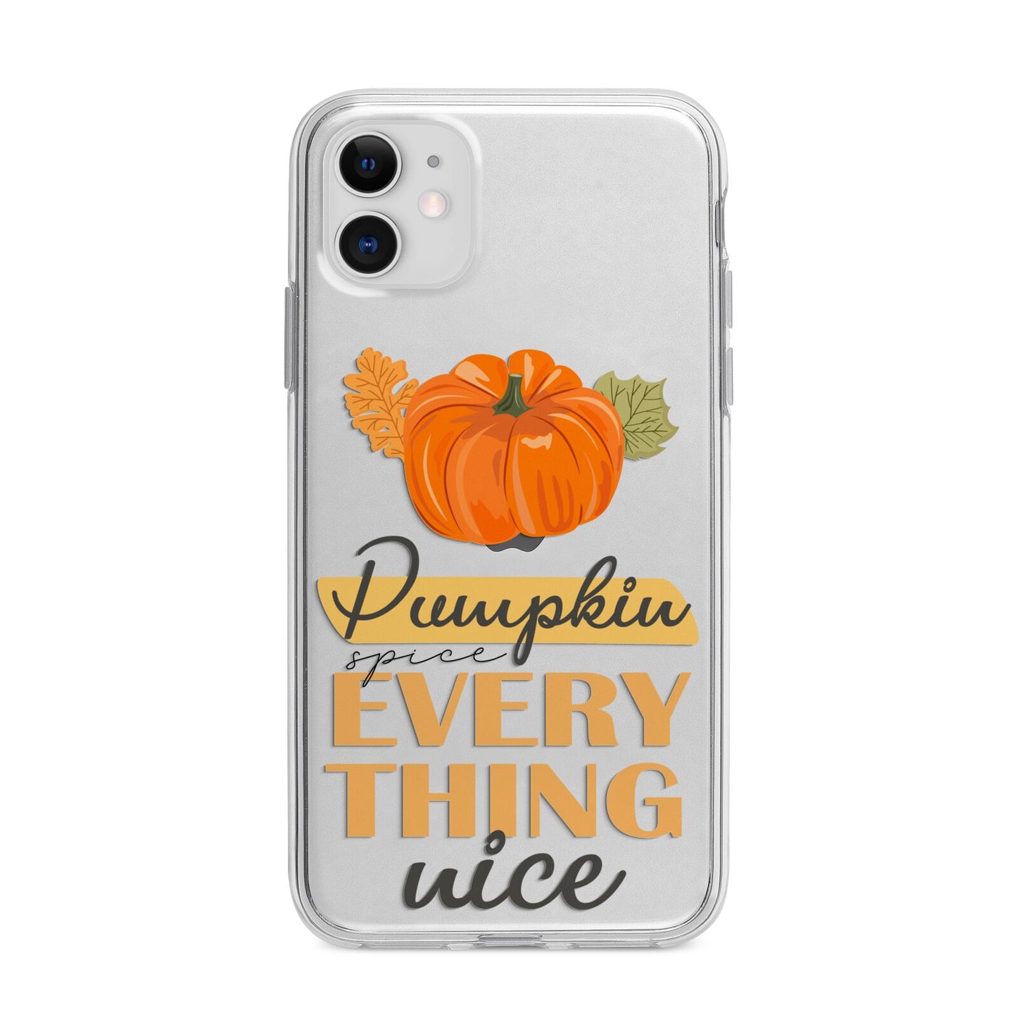 Pumpkin Spice with Caption Apple iPhone 11 in White with Bumper Case