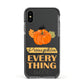 Pumpkin Spice with Caption Apple iPhone Xs Impact Case Black Edge on Black Phone