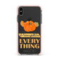 Pumpkin Spice with Caption Apple iPhone Xs Max Impact Case Pink Edge on Black Phone
