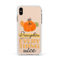 Pumpkin Spice with Caption Apple iPhone Xs Max Impact Case White Edge on Gold Phone