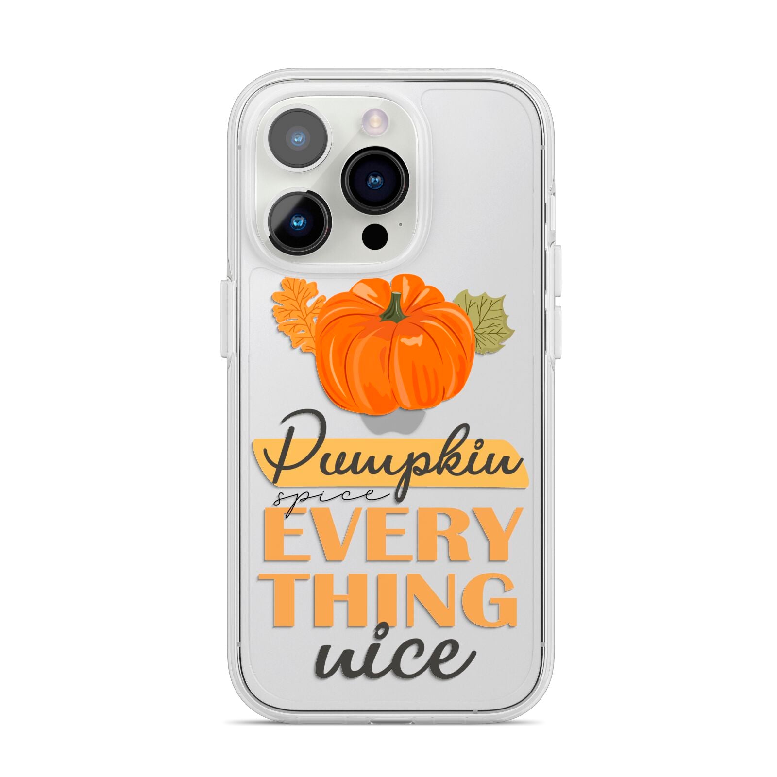 Pumpkin Spice with Caption iPhone 14 Pro Clear Tough Case Silver