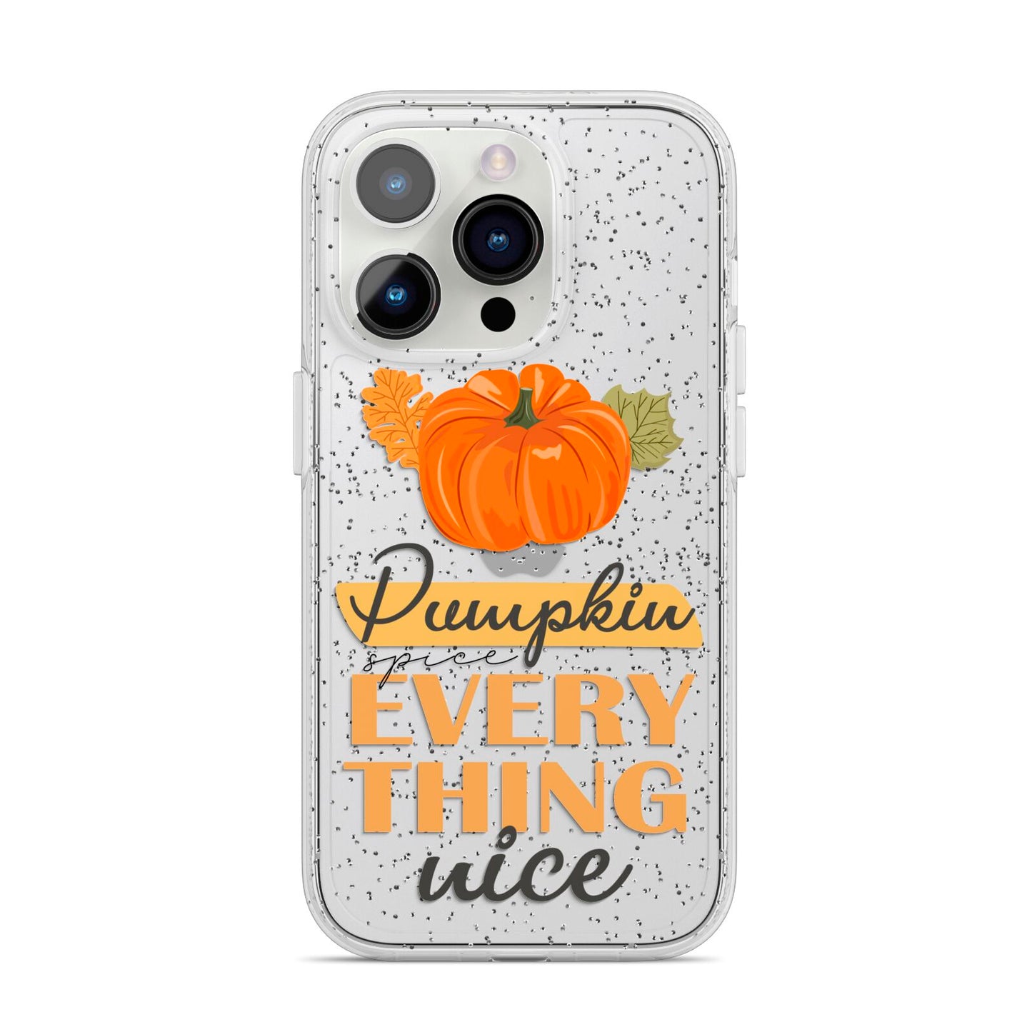 Pumpkin Spice with Caption iPhone 14 Pro Glitter Tough Case Silver