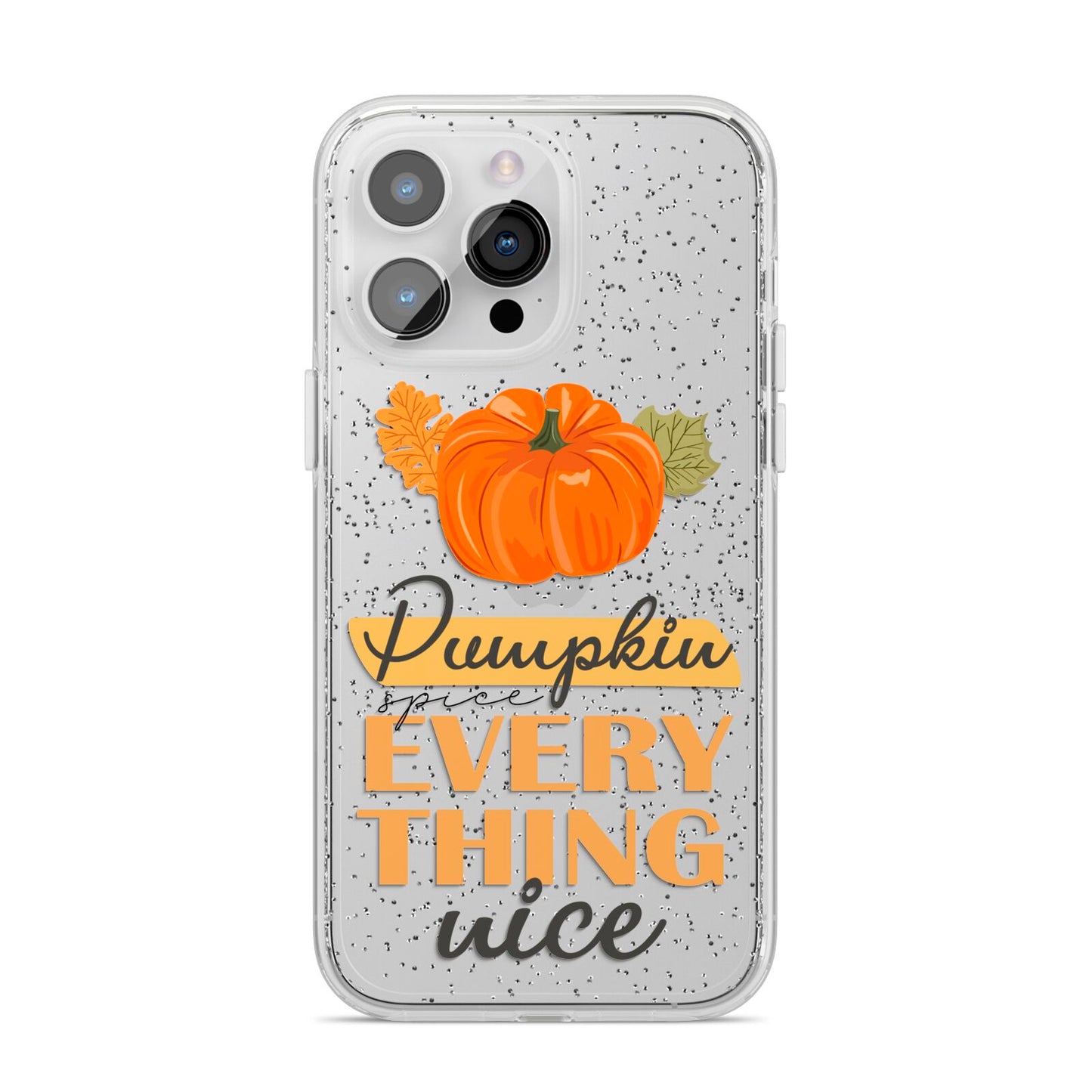 Pumpkin Spice with Caption iPhone 14 Pro Max Glitter Tough Case Silver