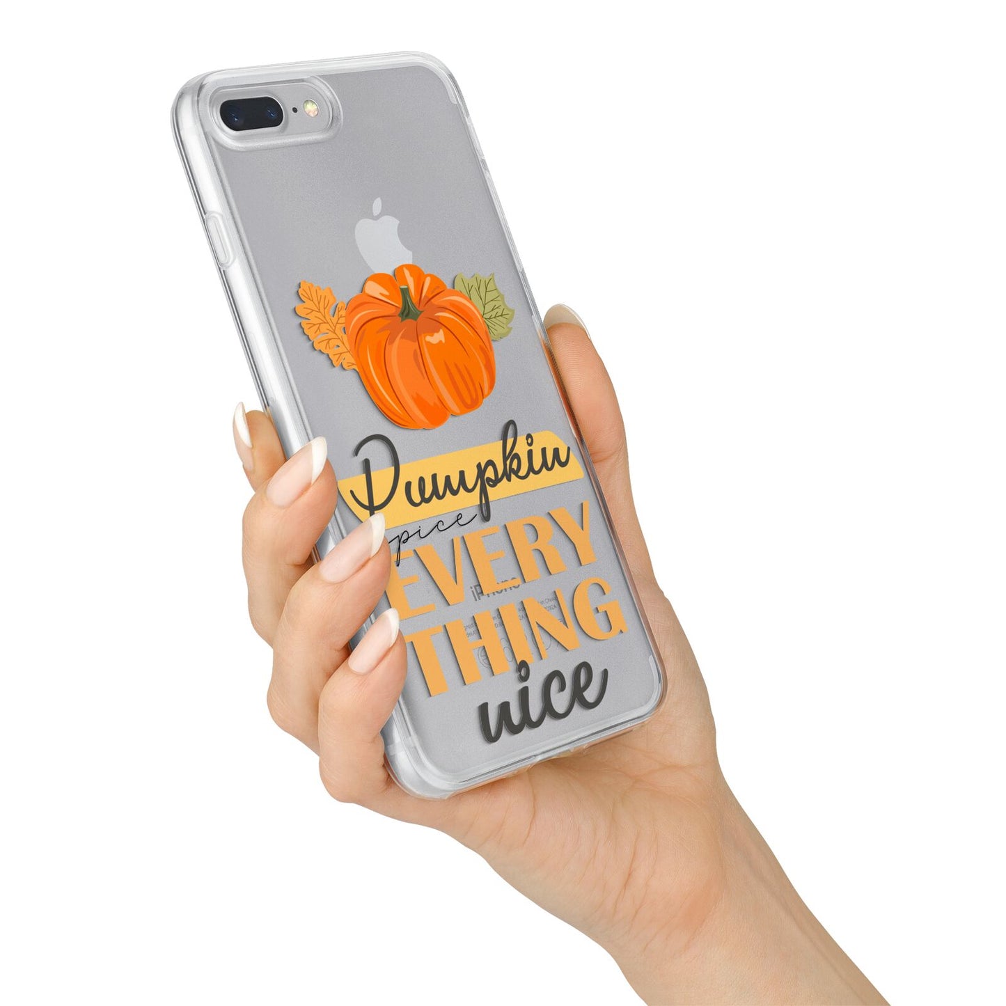 Pumpkin Spice with Caption iPhone 7 Plus Bumper Case on Silver iPhone Alternative Image