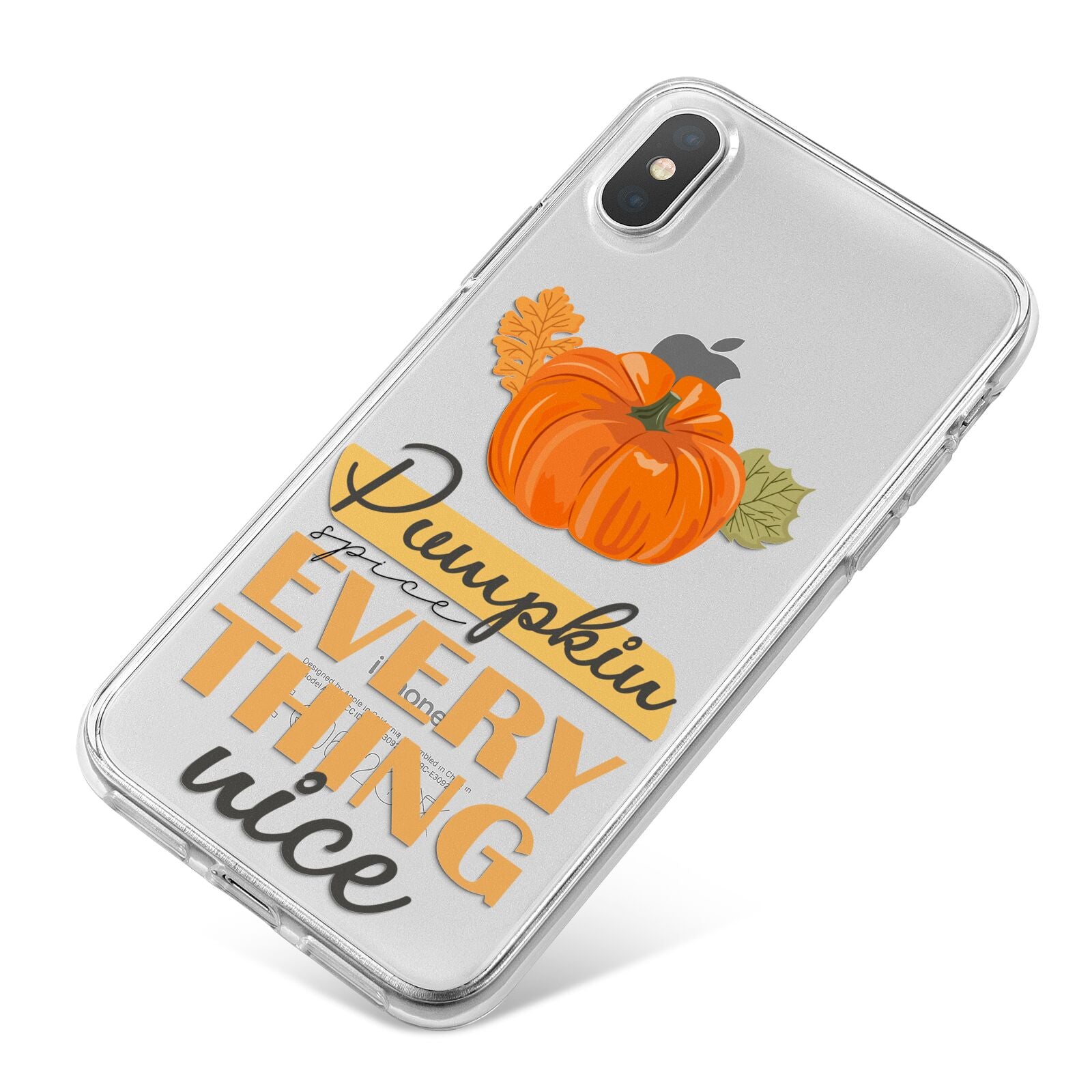 Pumpkin Spice with Caption iPhone X Bumper Case on Silver iPhone