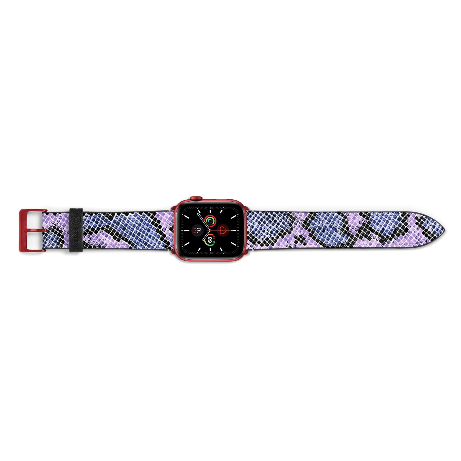 Purple And Blue Snakeskin Apple Watch Strap Landscape Image Red Hardware