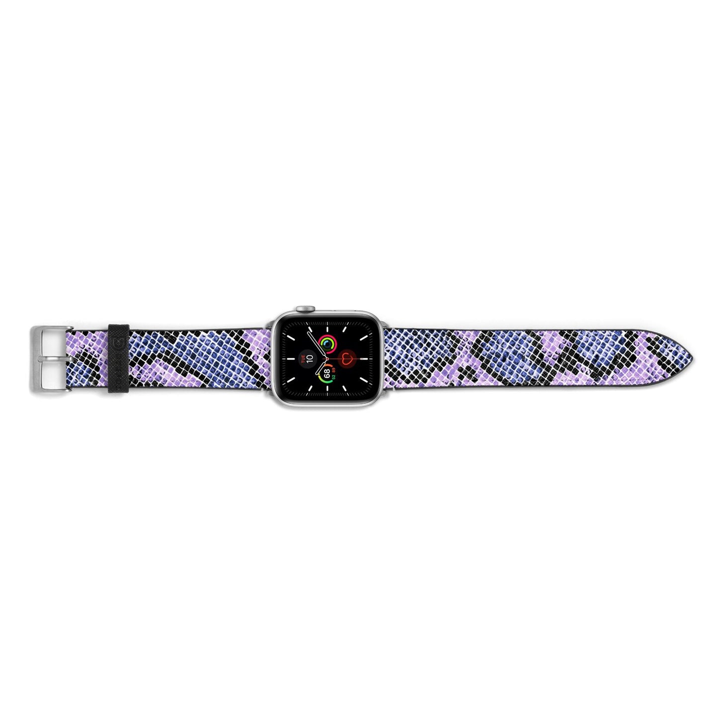 Purple And Blue Snakeskin Apple Watch Strap Landscape Image Silver Hardware