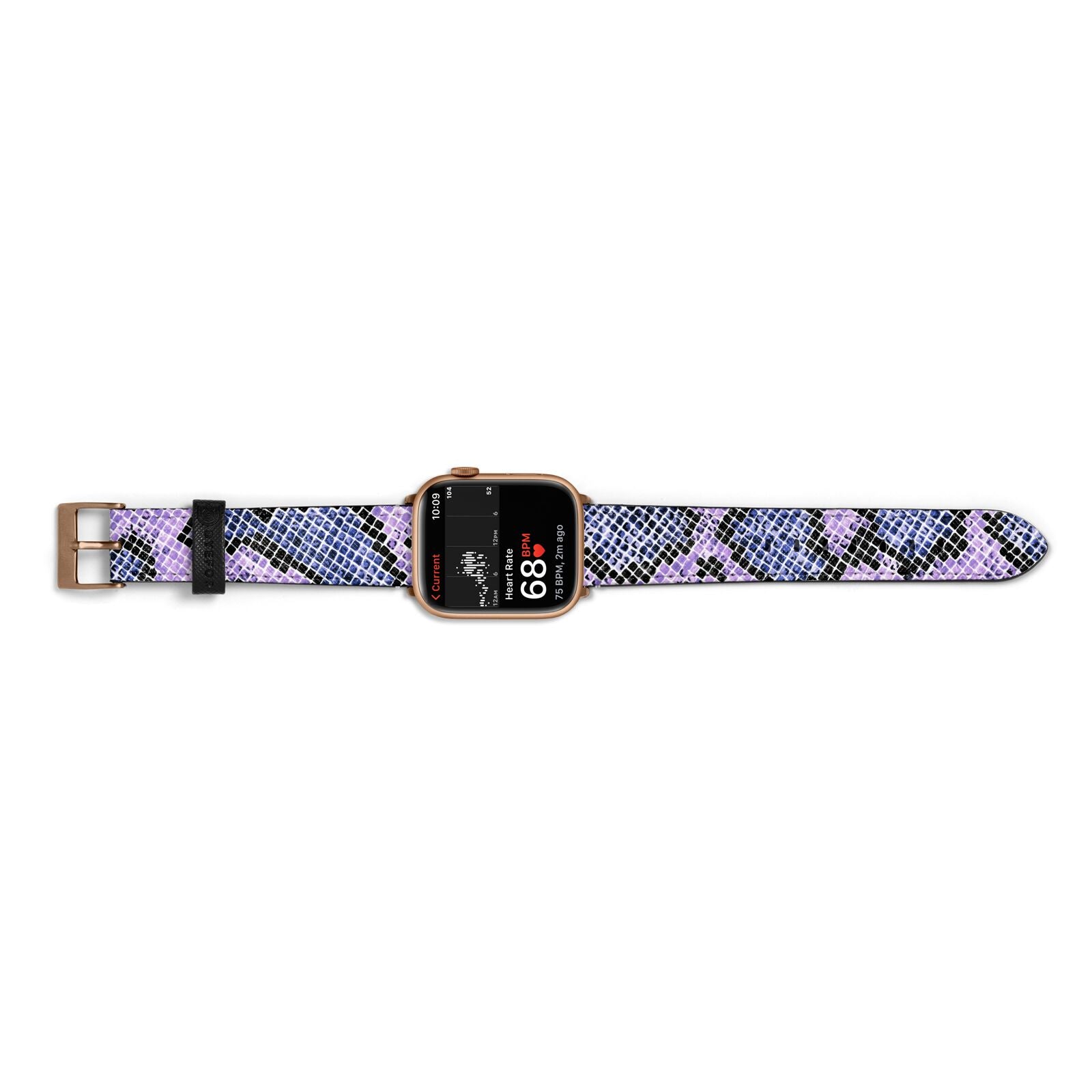 Purple And Blue Snakeskin Apple Watch Strap Size 38mm Landscape Image Gold Hardware