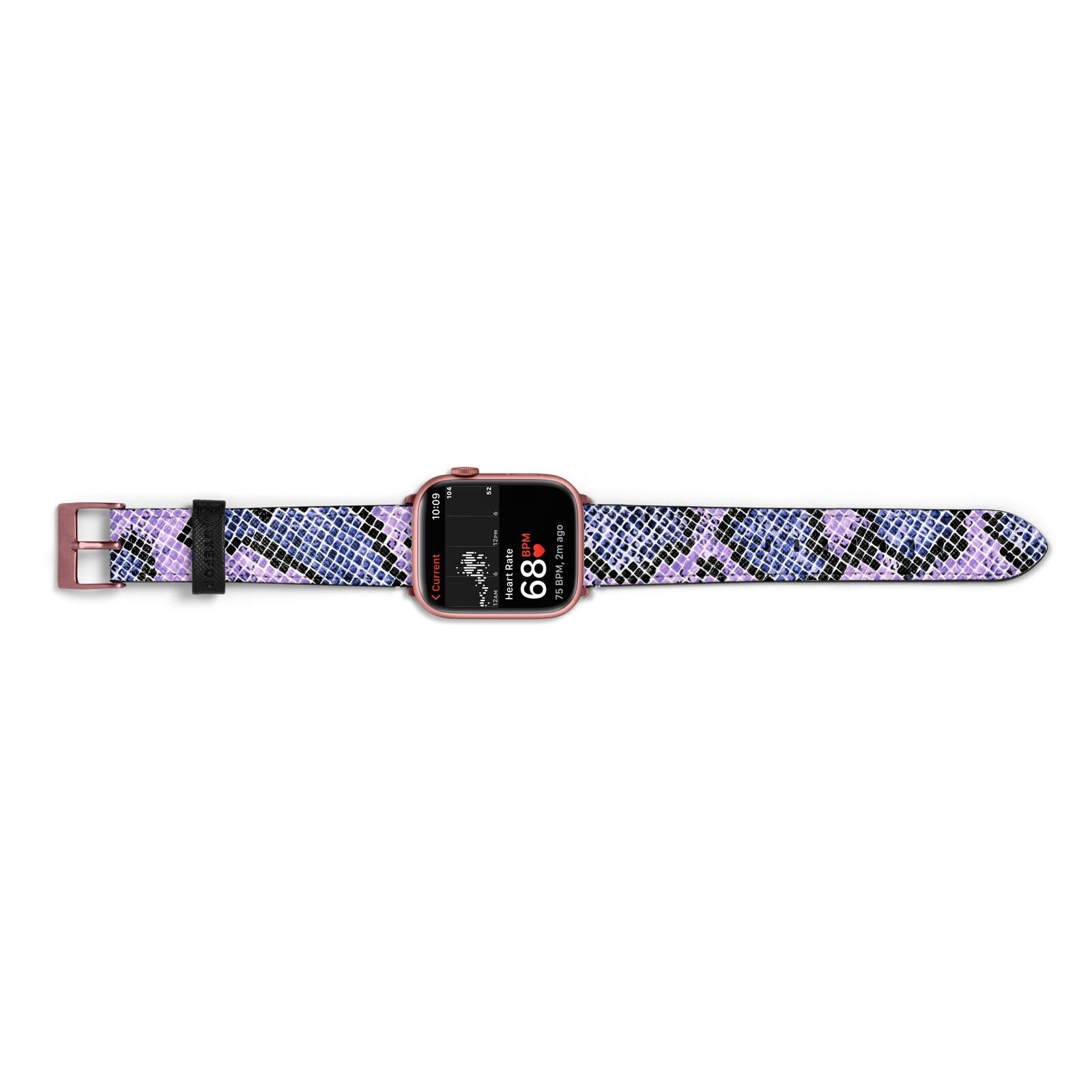 Purple And Blue Snakeskin Apple Watch Strap Size 38mm Landscape Image Rose Gold Hardware