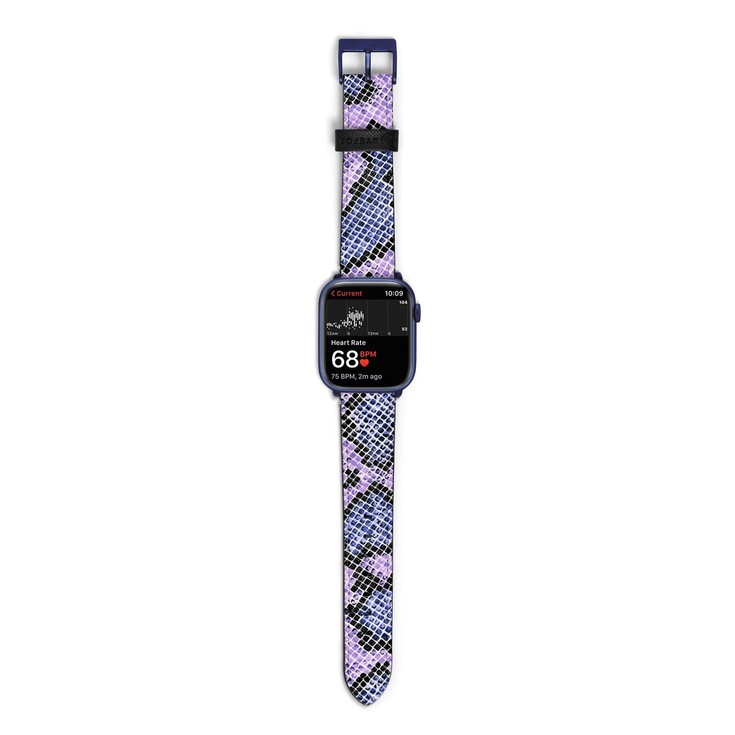Purple And Blue Snakeskin Apple Watch Strap Size 38mm with Blue Hardware