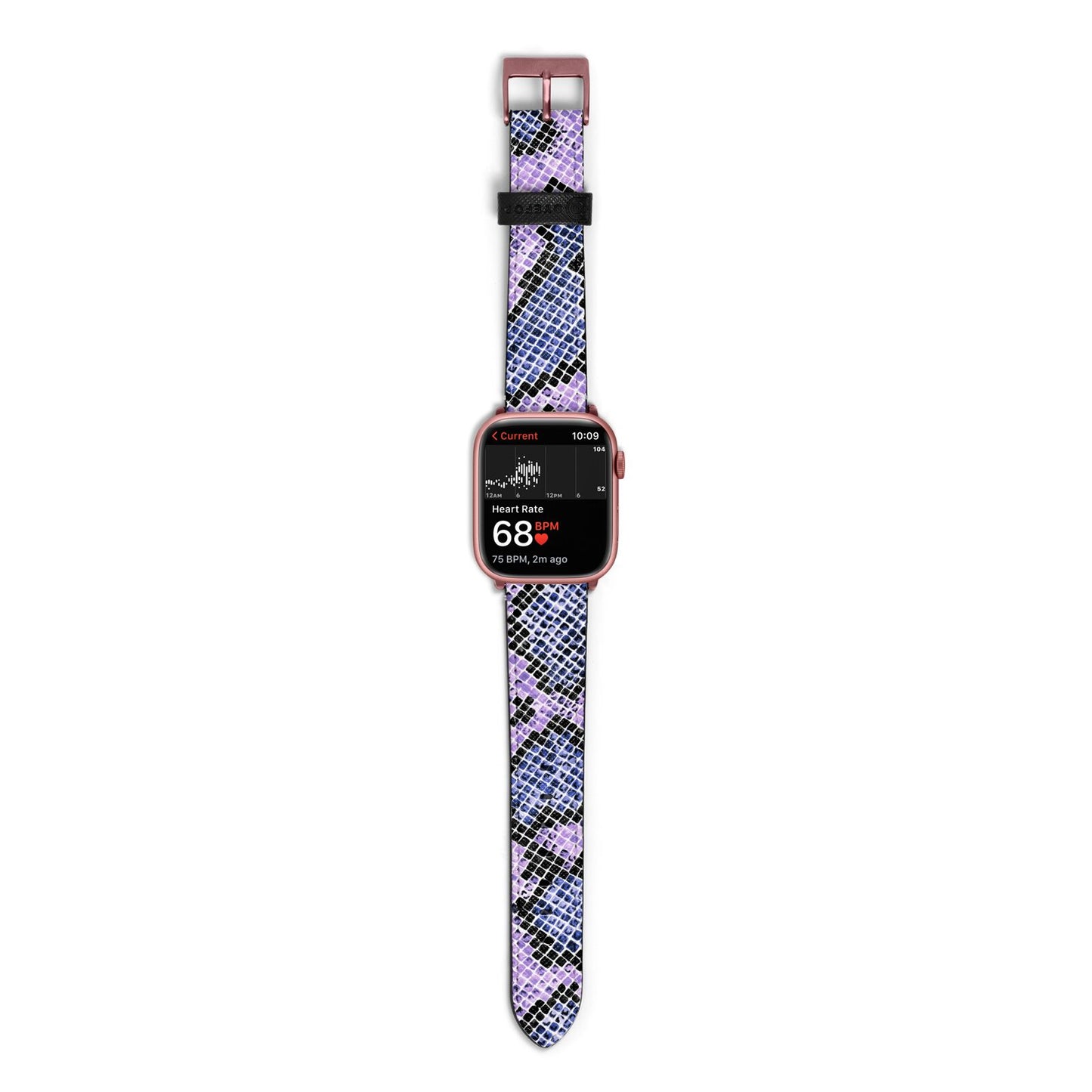 Purple And Blue Snakeskin Apple Watch Strap Size 38mm with Rose Gold Hardware