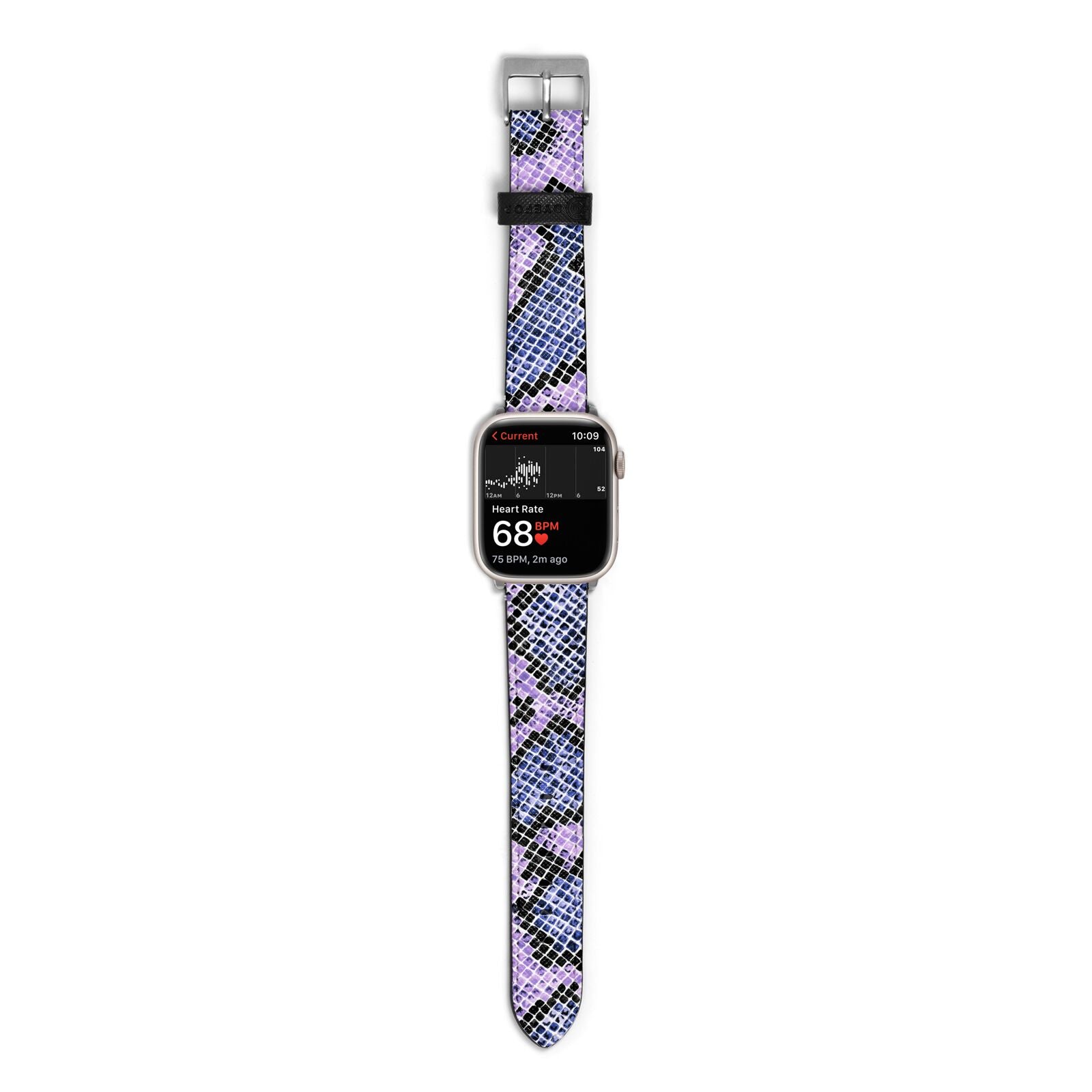 Purple And Blue Snakeskin Apple Watch Strap Size 38mm with Silver Hardware