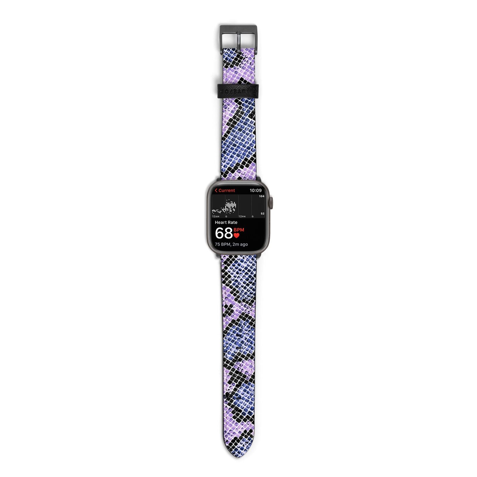 Purple And Blue Snakeskin Apple Watch Strap Size 38mm with Space Grey Hardware
