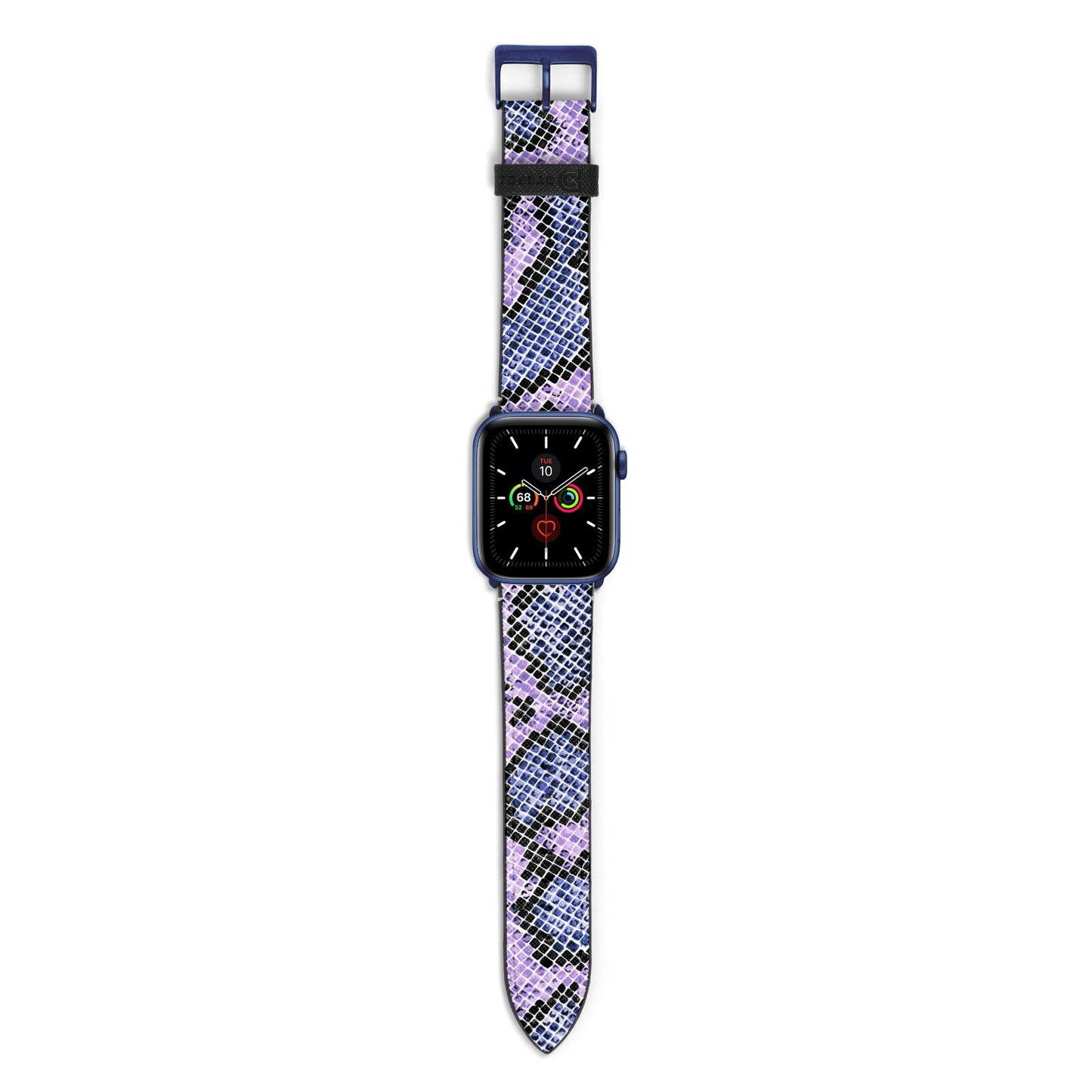 Purple And Blue Snakeskin Apple Watch Strap with Blue Hardware
