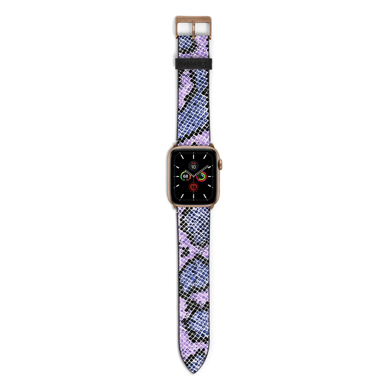 Purple And Blue Snakeskin Apple Watch Strap with Gold Hardware