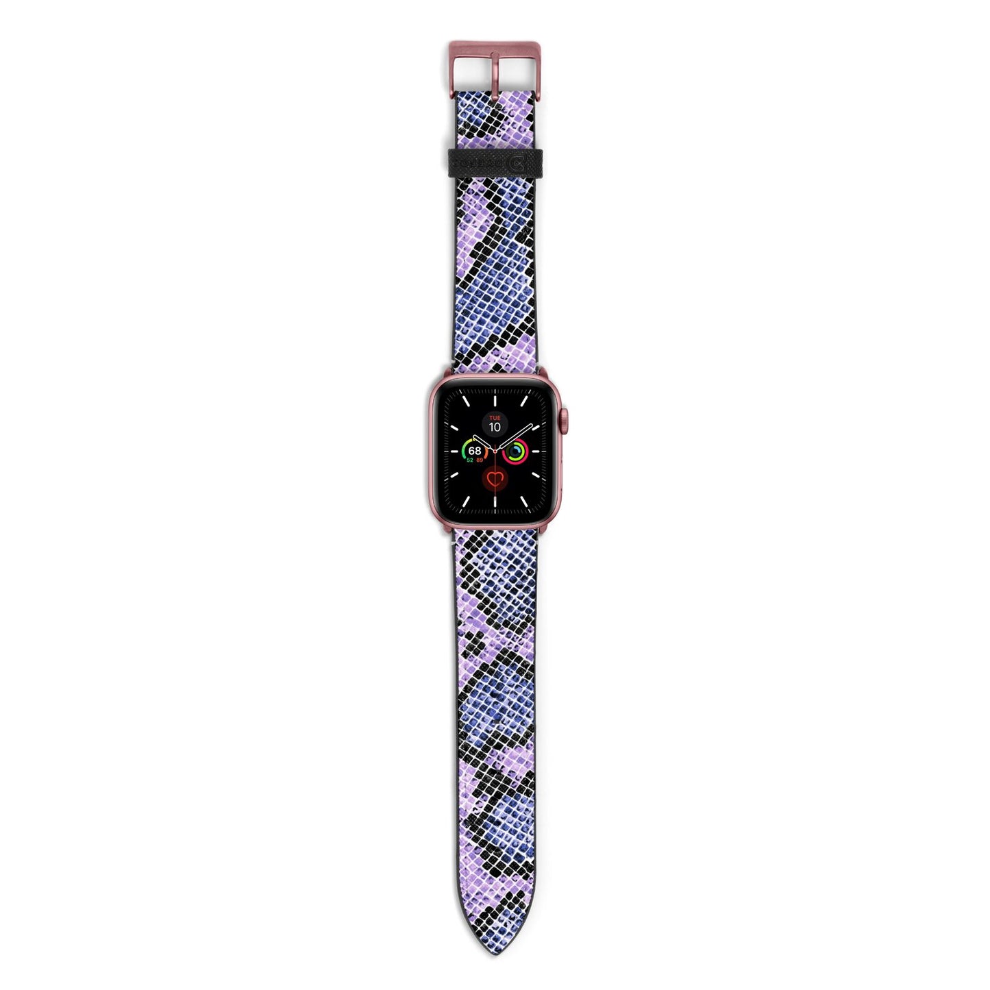 Purple And Blue Snakeskin Apple Watch Strap with Rose Gold Hardware