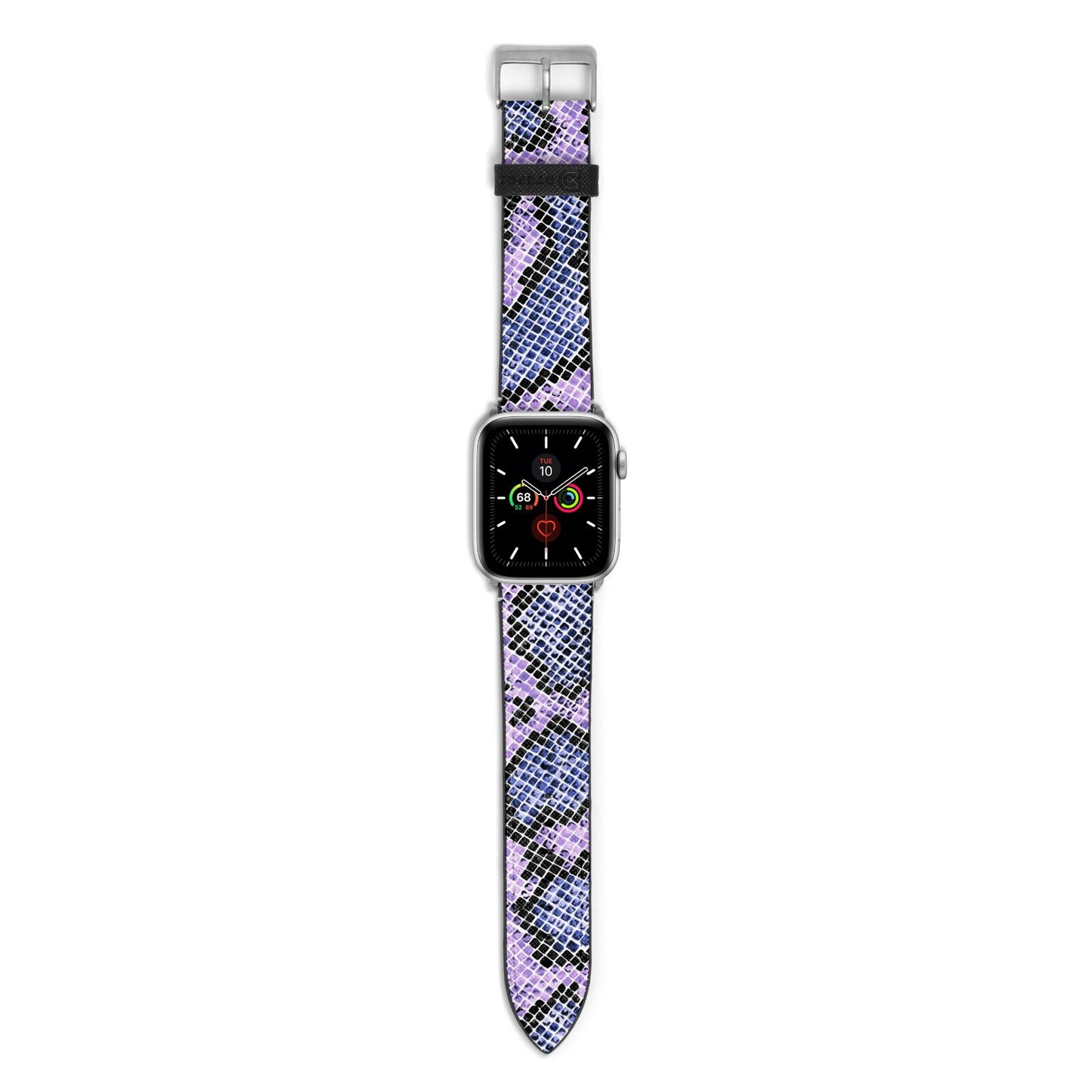 Purple And Blue Snakeskin Apple Watch Strap with Silver Hardware