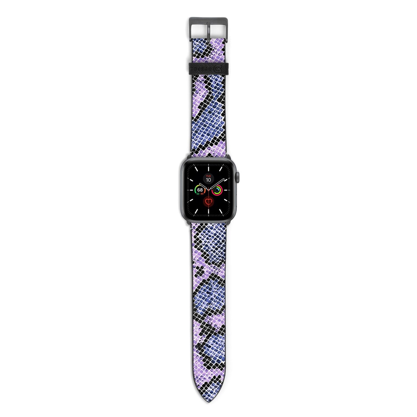 Purple And Blue Snakeskin Apple Watch Strap with Space Grey Hardware