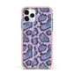 Purple And Blue Snakeskin Apple iPhone 11 Pro in Silver with Pink Impact Case