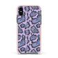 Purple And Blue Snakeskin Apple iPhone Xs Impact Case Pink Edge on Black Phone