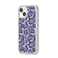 Purple And Blue Snakeskin iPhone 14 Clear Tough Case Starlight Angled Image