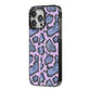 Purple And Blue Snakeskin iPhone 14 Pro Max Black Impact Case Side Angle on Silver phone