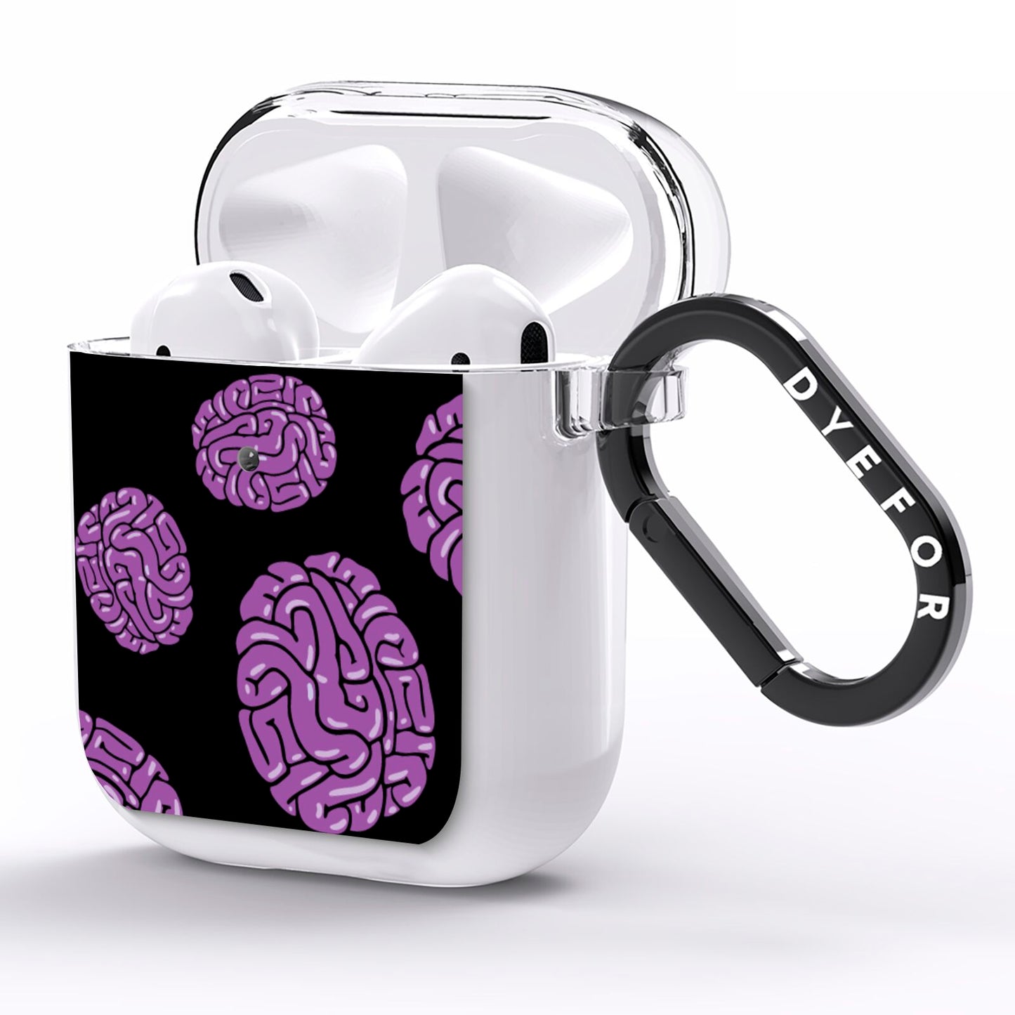 Purple Brains AirPods Clear Case Side Image