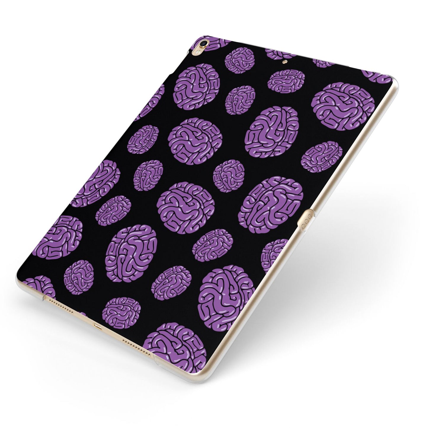 Purple Brains Apple iPad Case on Gold iPad Side View