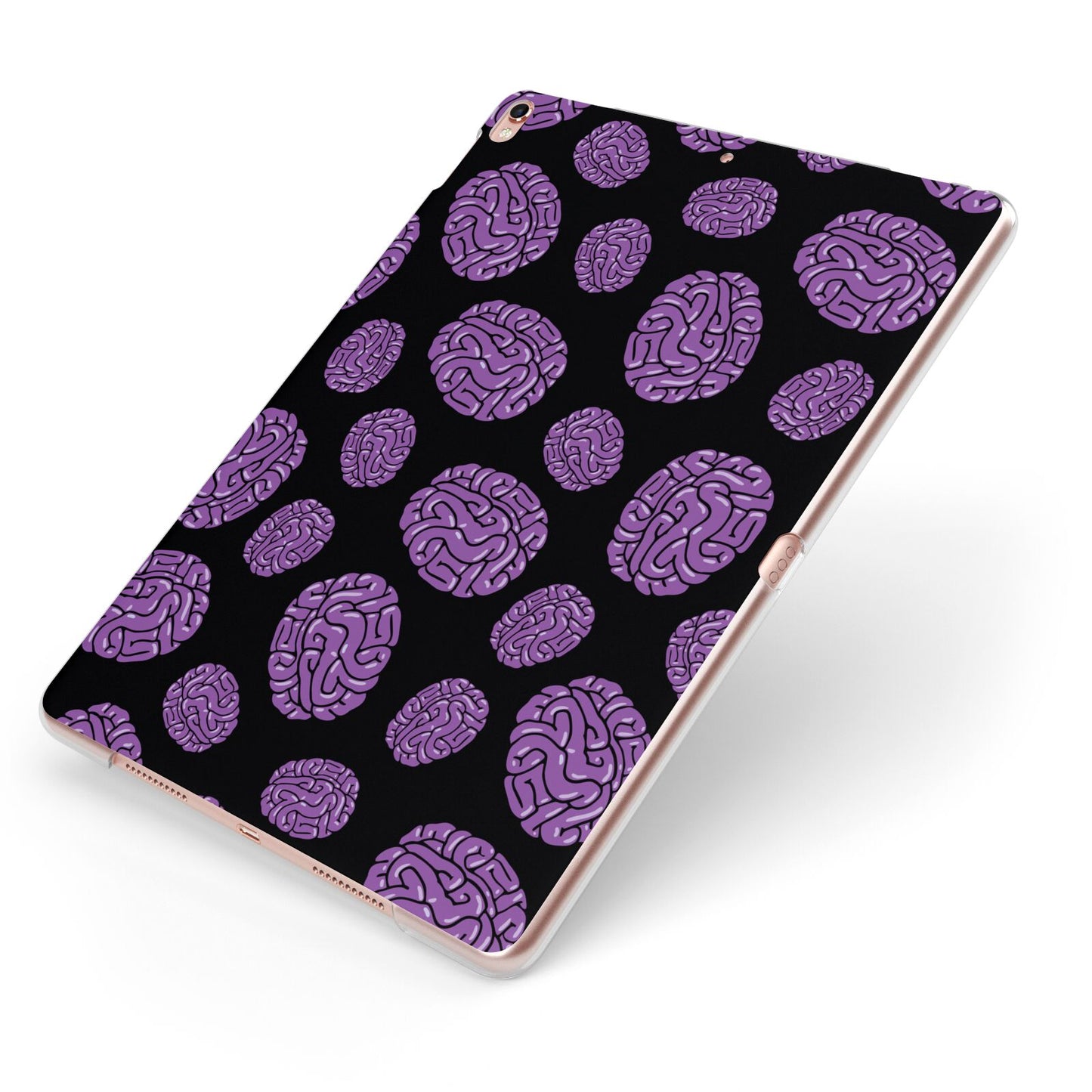 Purple Brains Apple iPad Case on Rose Gold iPad Side View