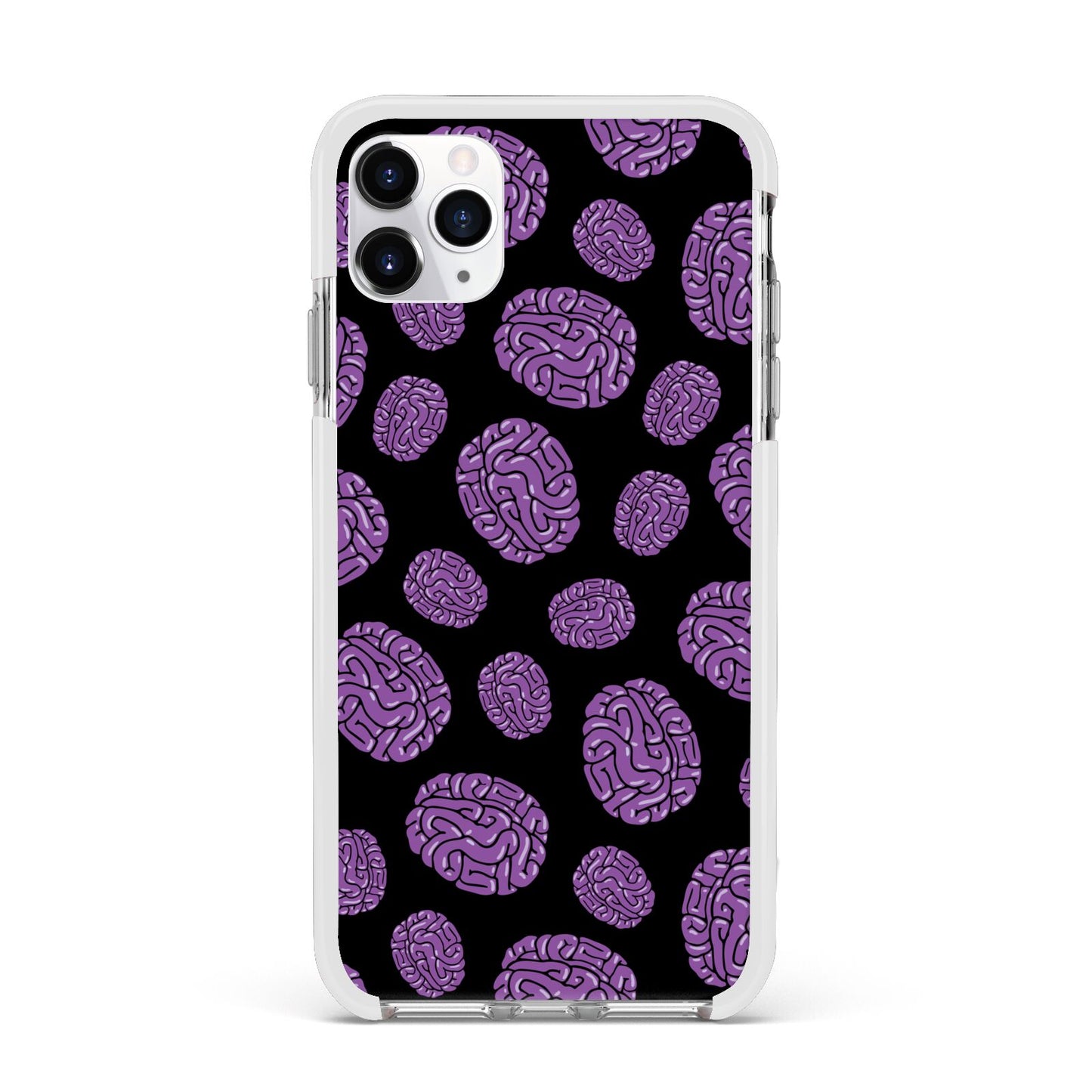 Purple Brains Apple iPhone 11 Pro Max in Silver with White Impact Case