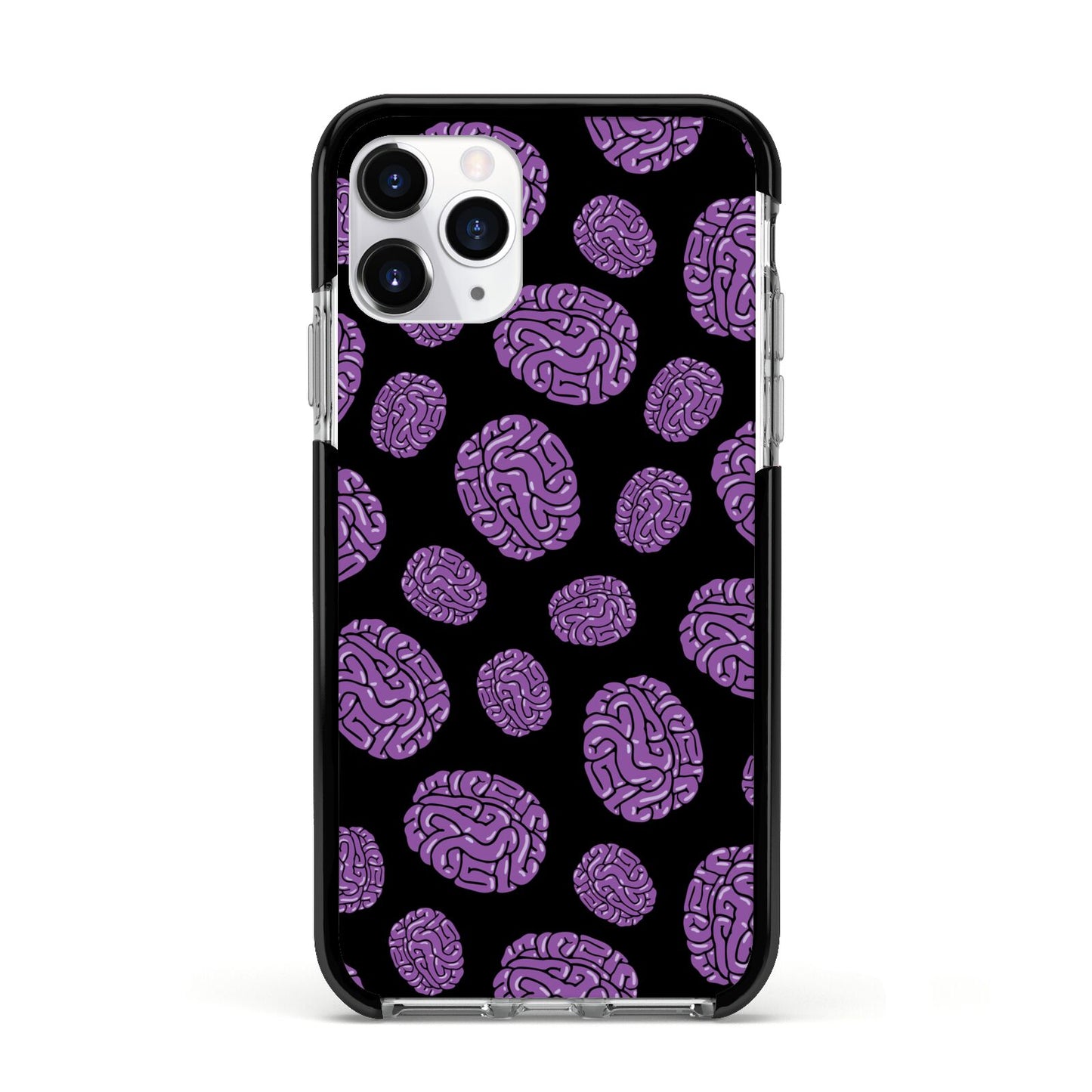 Purple Brains Apple iPhone 11 Pro in Silver with Black Impact Case