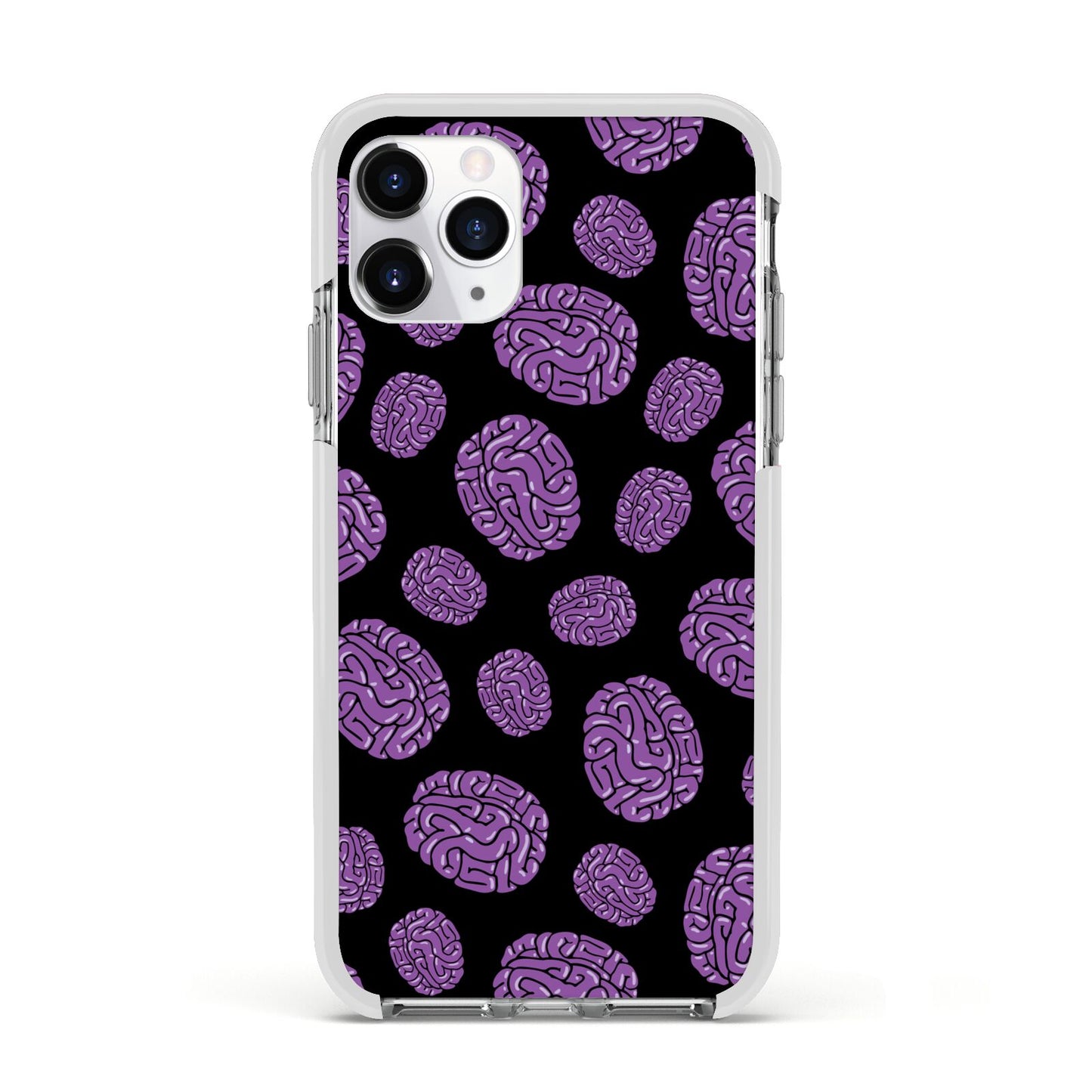 Purple Brains Apple iPhone 11 Pro in Silver with White Impact Case