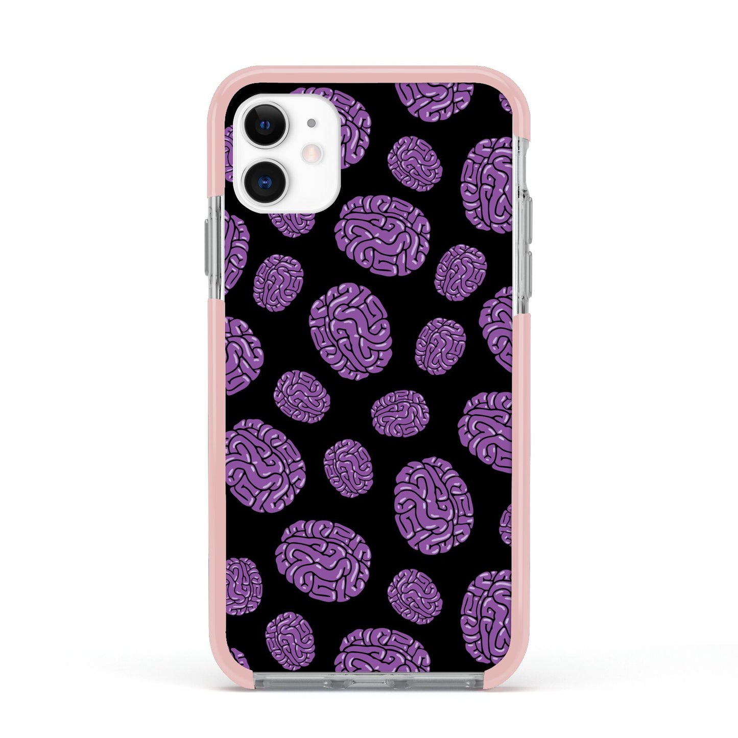 Purple Brains Apple iPhone 11 in White with Pink Impact Case
