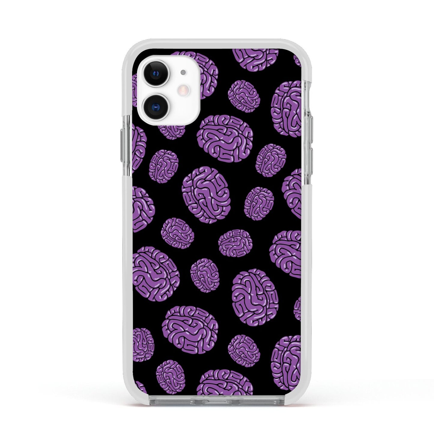 Purple Brains Apple iPhone 11 in White with White Impact Case