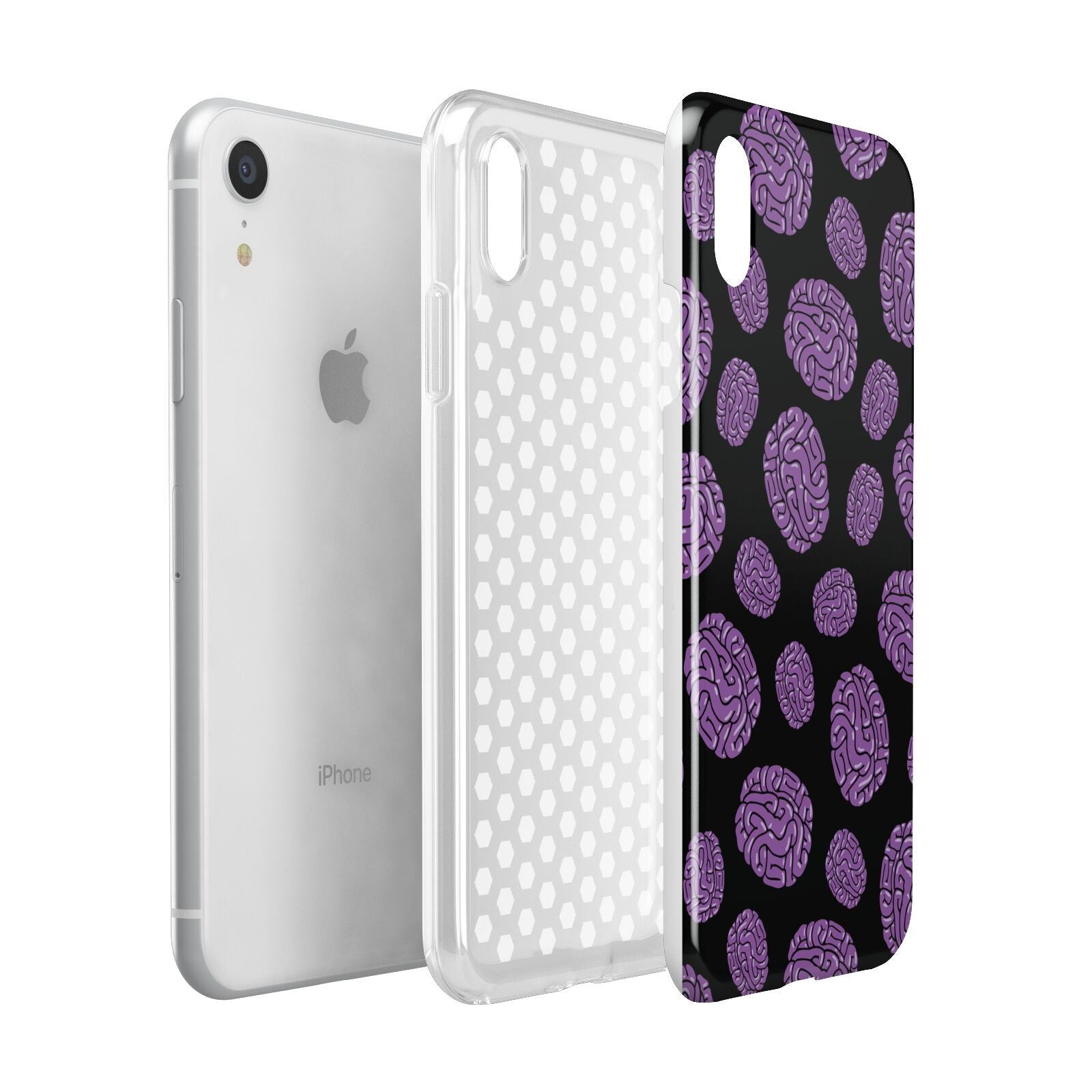 Purple Brains Apple iPhone XR White 3D Tough Case Expanded view