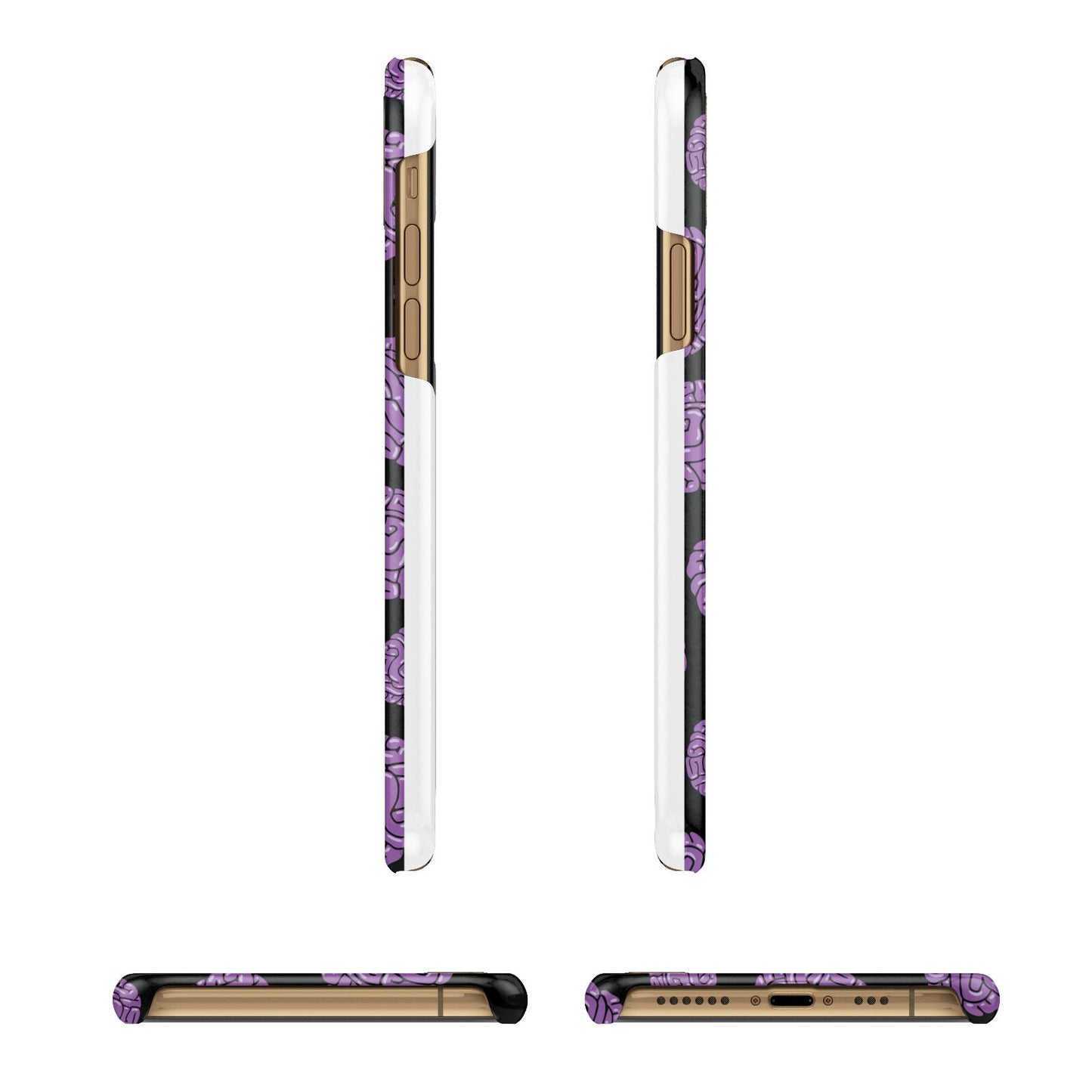 Purple Brains Apple iPhone Xs 3D Wrap Snap Case Angled Images