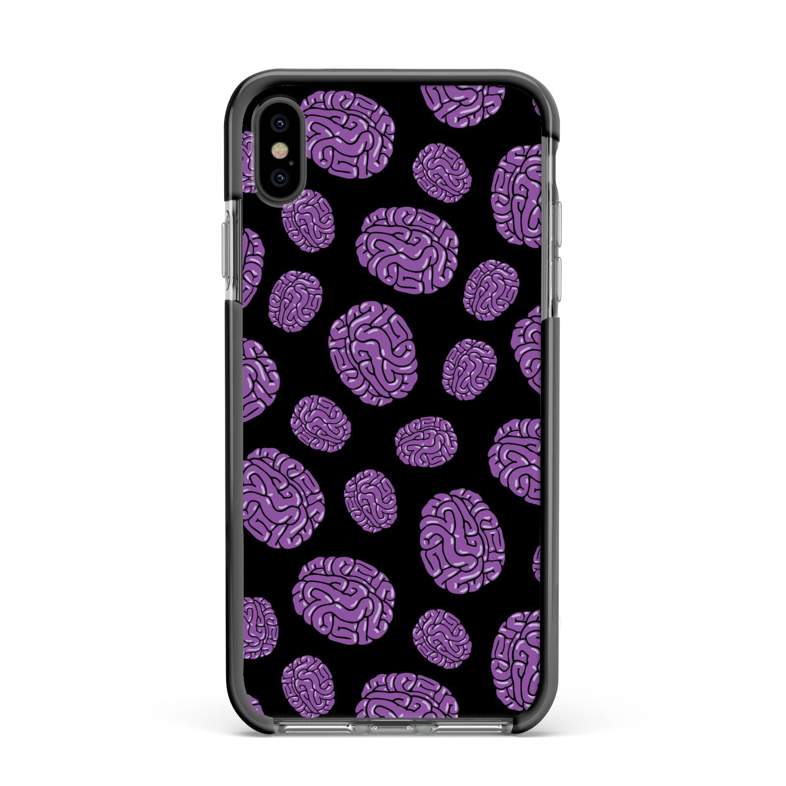 Purple Brains Apple iPhone Xs Max Impact Case Black Edge on Black Phone