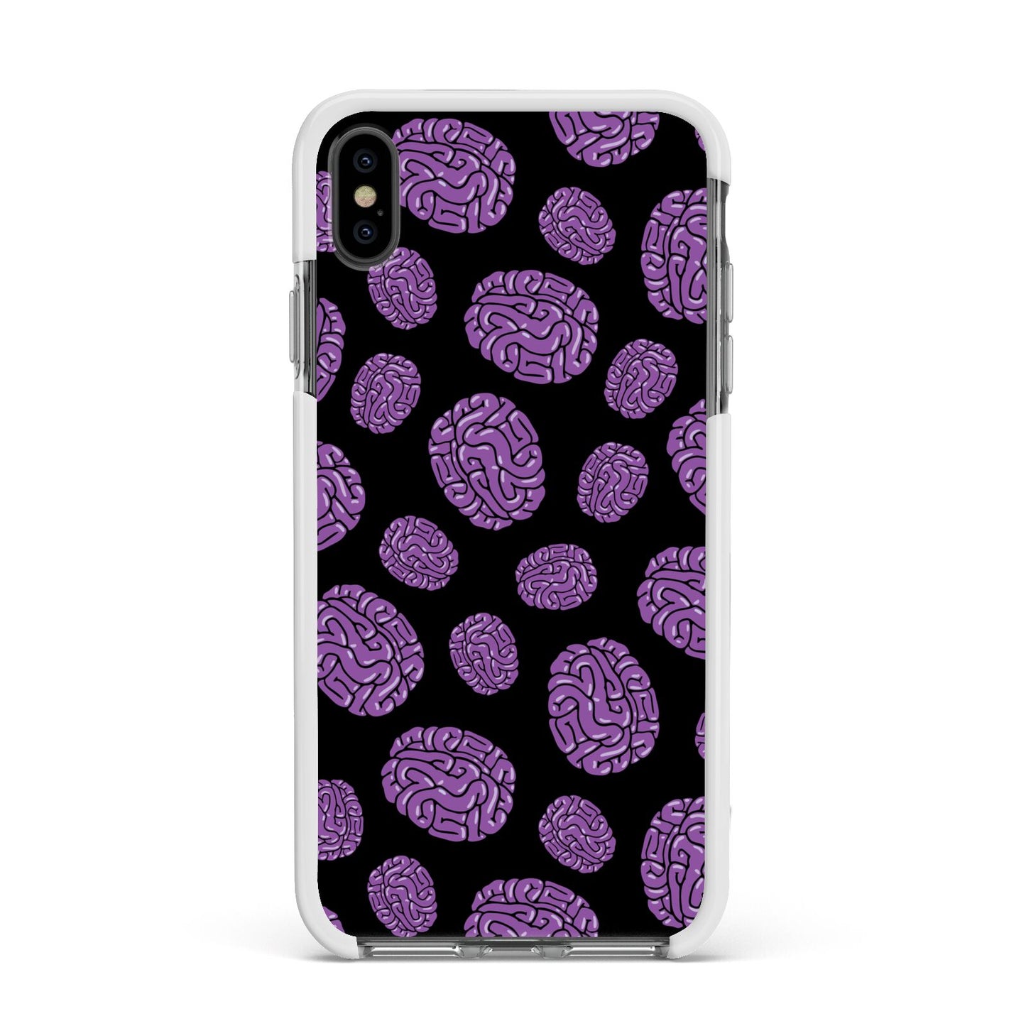 Purple Brains Apple iPhone Xs Max Impact Case White Edge on Black Phone